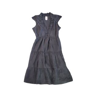 Patrizia Pepe Firenze Charcoal Black V-neck Boho Cap Sleeve‎ Dress XS
